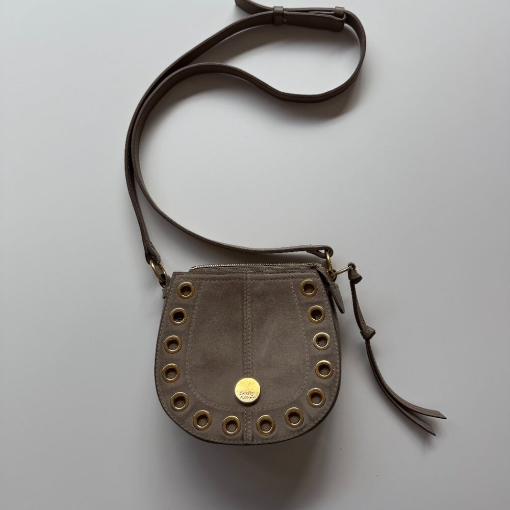 See by Chloe Suede & Leather Grey Shoulder Handbag w grommets - Picture 2 of 7
